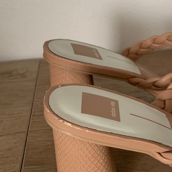 Dolce Vita Nairi Braided Strappy Sandal Heel 11 US Square Toe Tan Nude *Flaw - Picture 8 of 16
